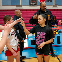 On Senior Night, SR Guard Paige Lee scores a career-high - 21 points as the Lady Statesmen CELEBRATE a dominant 71–31 victory over Herndon High School.